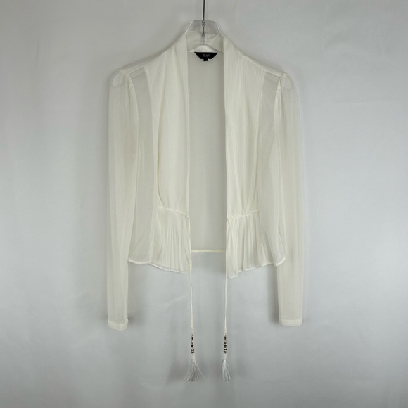Sussi White Sheer Lightweight Chiffon Shrug Cardigan - Picture 5 of 7